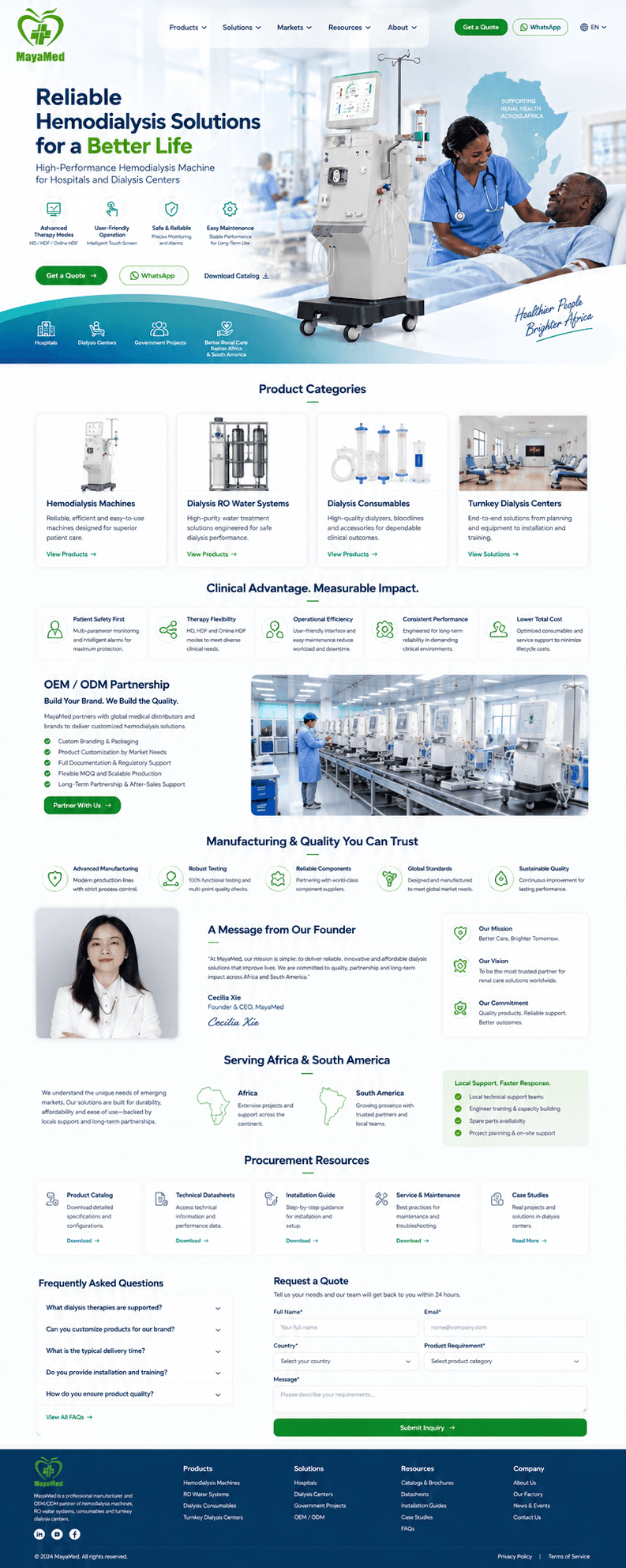 MayaMed hemodialysis equipment homepage