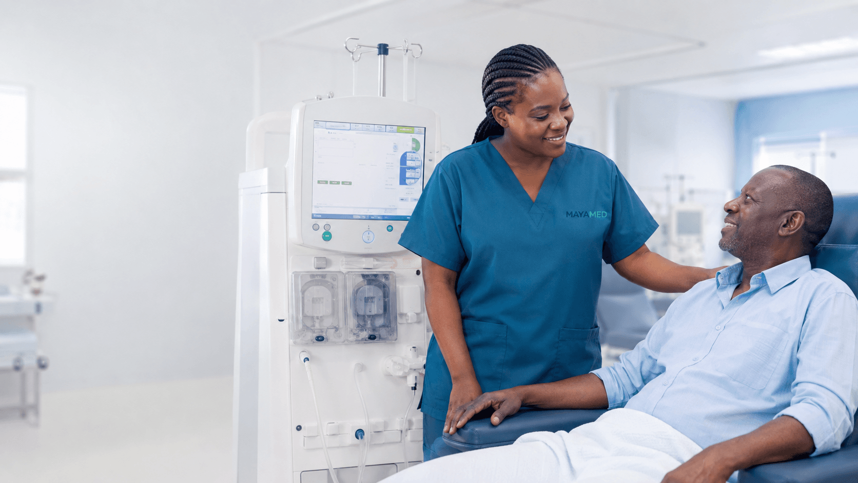 MayaMed dialysis nurse supporting a patient