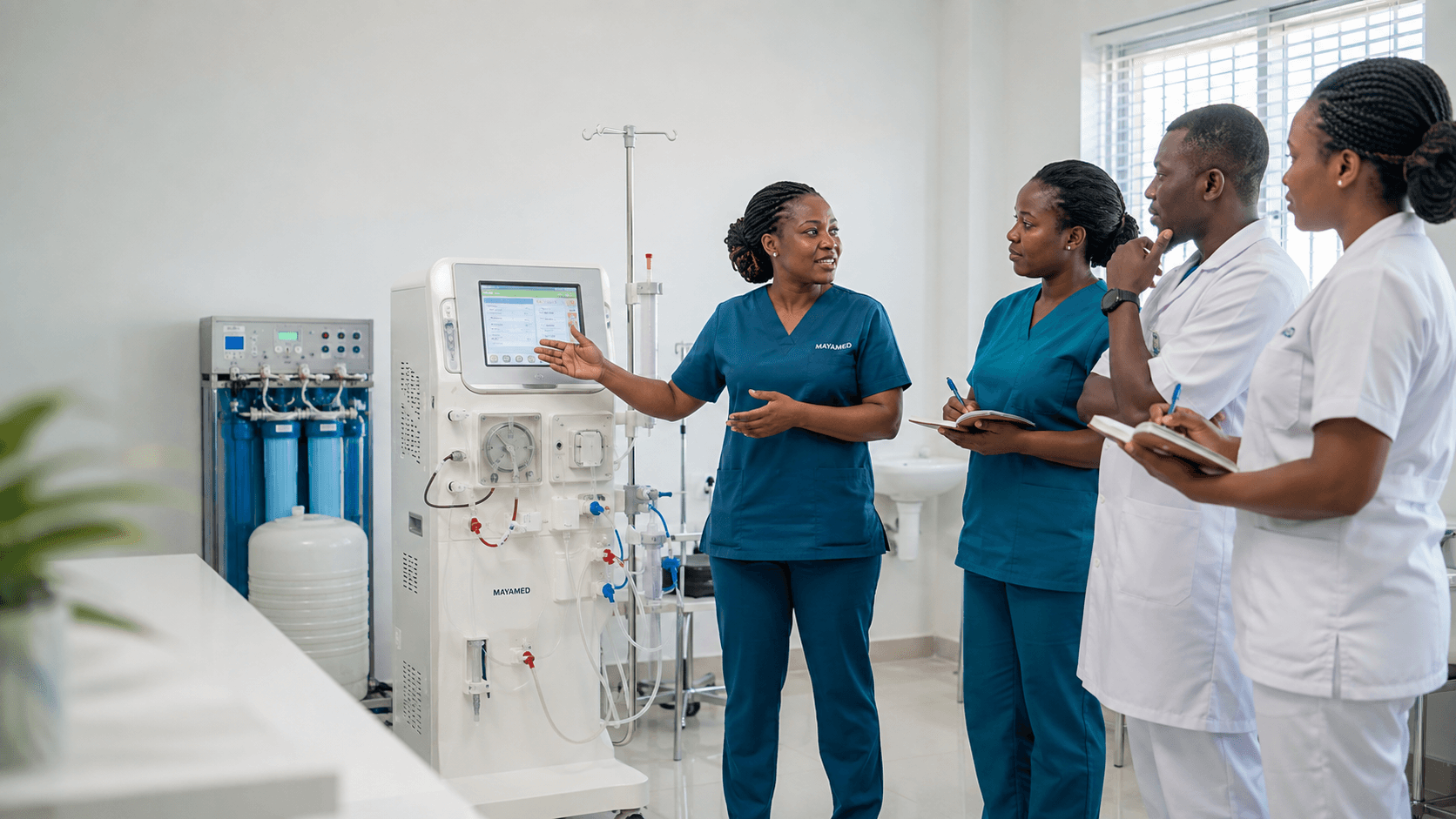 MayaMed clinical team training on dialysis equipment